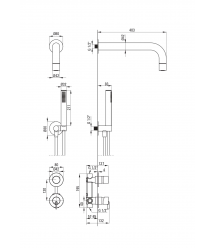 Deante Душевой набор Silia со смесителем, верхний душ, лейка, крепл. - скрытого монтажа , брашованое золото