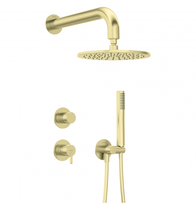 Deante Душевой набор Silia со смесителем, верхний душ, лейка, крепл. - скрытого монтажа , брашованое золото