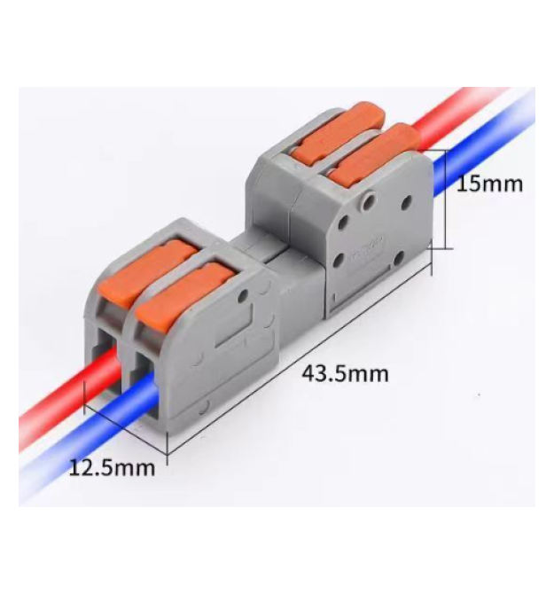 Клема роз&aposємна з натискними затискачами 2-провідна DF-2604D, 2-pin, 250V, 32A, 0.2-4.0mm2, 12.5*43.5*15mm, сіра