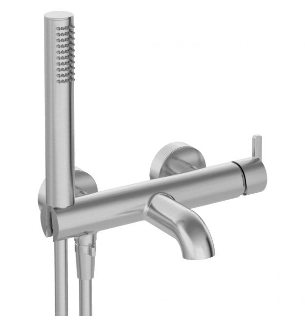 Deante Душевой набор Silia со смесителем для ванны, лейка, крепление - настенный, матовая сталь