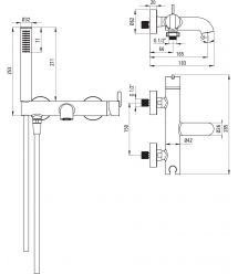 Deante Душевой набор Silia со смесителем для ванны, лейка, крепление - настенный, брашированное золото