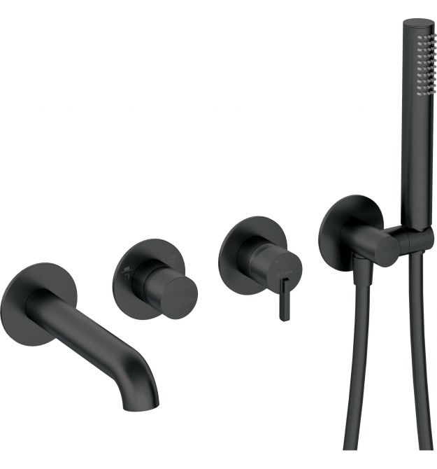 Deante Душевой набор Silia со смесителем для ванны, лейка, крепеж - скрытого монтажа, черный