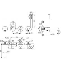 Deante Душевой набор Silia со смесителем для ванны, лейка, крепеж - скрытого монтажа, брашированное золото