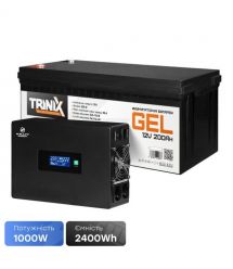 Комплект резервного живлення 1000W 2400Wh: високочастотний інвертор Kraft KRF-S