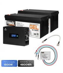 Комплект резервного живлення 1500W 4800Wh: високочастотний інвертор Kraft KRF-S