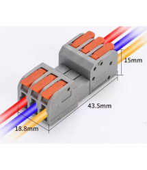 Клема роз&aposємна з натискними затискачами 3-провідна DF-2604D, 3-pin, 250V, 32A, 0.2-4.0mm2, 18.8*43.5*15mm, сіра