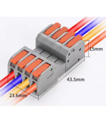 Клема роз&aposємна з натискними затискачами 4-провідна DF-2604D, 4-pin, 250V, 32A, 0.2-4.0mm2, 23.6*43.5*15mm, сіра