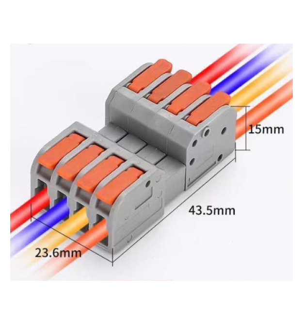 Клема роз&aposємна з натискними затискачами 4-провідна DF-2604D, 4-pin, 250V, 32A, 0.2-4.0mm2, 23.6*43.5*15mm, сіра
