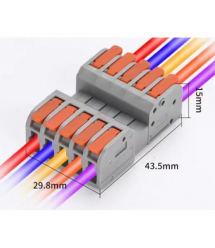 Клема роз&aposємна з натискними затискачами 5-провідна DF-2604D, 5-pin, 250V, 32A, 0.2-4.0mm2, 29.8*43.5*15mm, сіра