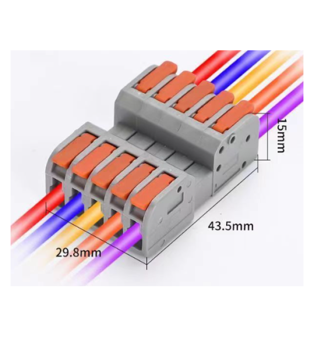 Клема роз&aposємна з натискними затискачами 5-провідна DF-2604D, 5-pin, 250V, 32A, 0.2-4.0mm2, 29.8*43.5*15mm, сіра