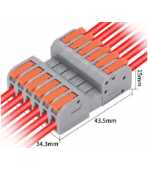 Клема роз&aposємна з натискними затискачами 6-провідна DF-2604D, 6-pin, 250V, 32A, 0.2-4.0mm2, 34.3*43.5*15mm, сіра