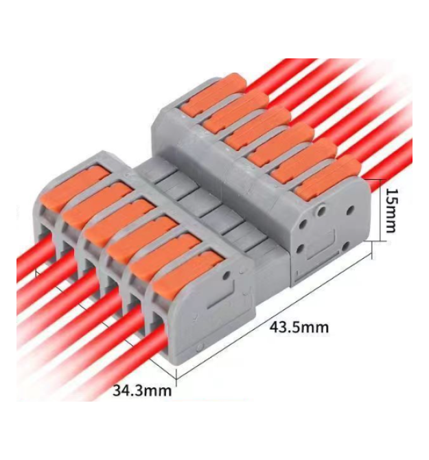Клема роз&aposємна з натискними затискачами 6-провідна DF-2604D, 6-pin, 250V, 32A, 0.2-4.0mm2, 34.3*43.5*15mm, сіра