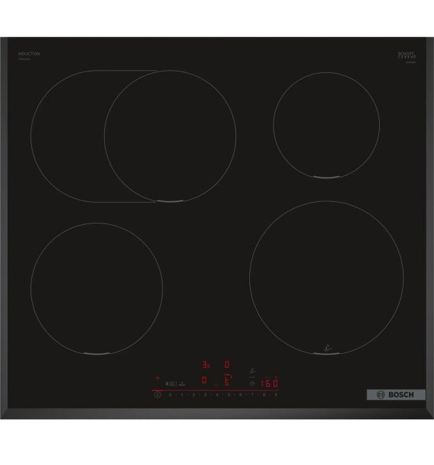 Bosch Варочная поверхность индукционная, 60см, расширенная зона, сенсор PerfectFry Plus, Home Connect, черный