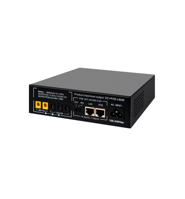 ДБЖ GV-701-UPS-DC16-60W для роутерів - комутаторів - PON - POE-430, 5 - - 9 - 12V, 1 - 2 - 3A, LiFePO4 16000MAh, Black, BOX