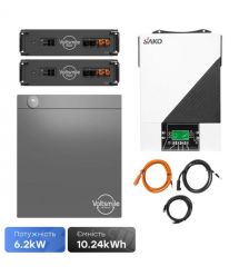 Комплект резервного живлення 6.2kW 10.24kWh: автономний інвертор Sako SUNON IV 6.2KW