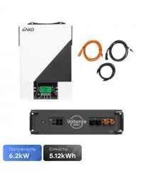 Комплект резервного живлення 6.2kW 5.12kWh: автономний інвертор Sako SUNON IV 6.2KW-