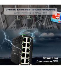 PoE-комутатор 10-портовий E-LINK LNK-IMC010GPB з 8 портами PoE
