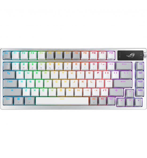 ASUS Клавиатура ROG Azoth 81key, NX Red, USB-A/WL/BT, EN, RGB, белый