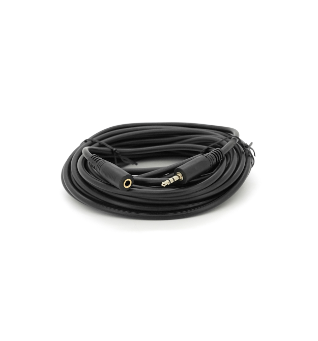 Подовжувач Audio DC3.5 тато-мама 10.0м, Premium GOLD Stereo Jack, (круглий) Black cable, Пакет Q120