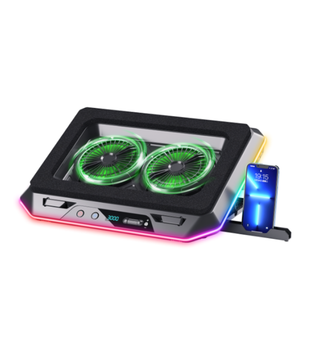 Підставка для ноутбука IceCoorel A5, до17, fan2-125*15 мм 220010% RPM, корпус пластик, 1-USB+1-TYPE C, 420x320x55mm, RGB-11режим