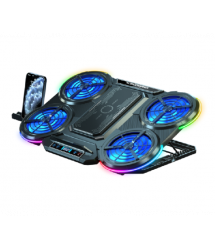 Підставка під ноутбук IceCoorel Q5, до17, fan2-100*15 - 2-80*15 мм, корпус пластик+алюміній, 2 USB-порти+LCD display, 410x285x35