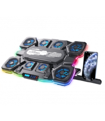 Підставка під ноутбук IceCoorel Q10, до17, fan4-70*15 - 2-50*15 - 2-60*15 мм, корпус пластик+алюміній, TYPE C+LCD display, 422x3