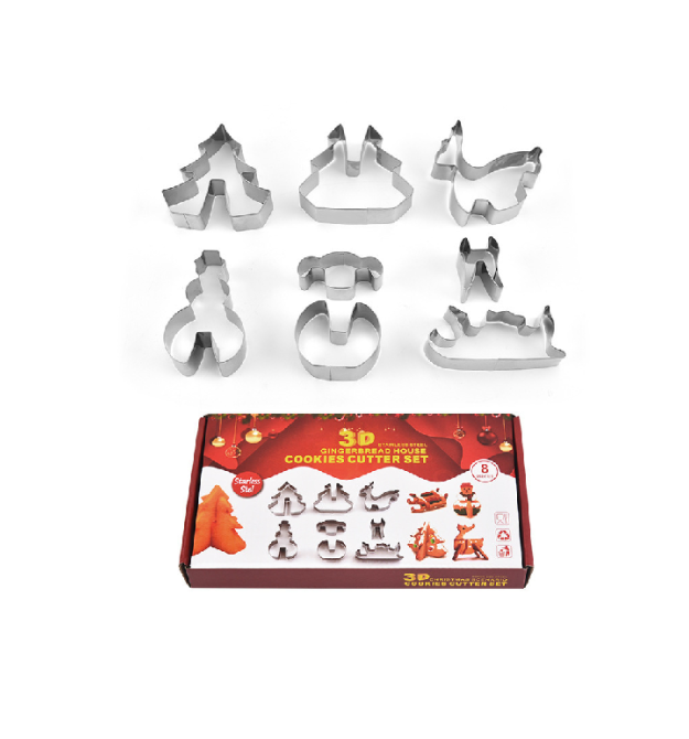 Форми для печива YR1806-27B з нержавіючої сталі (різдвяні) 8 предметів - фігурок, Box