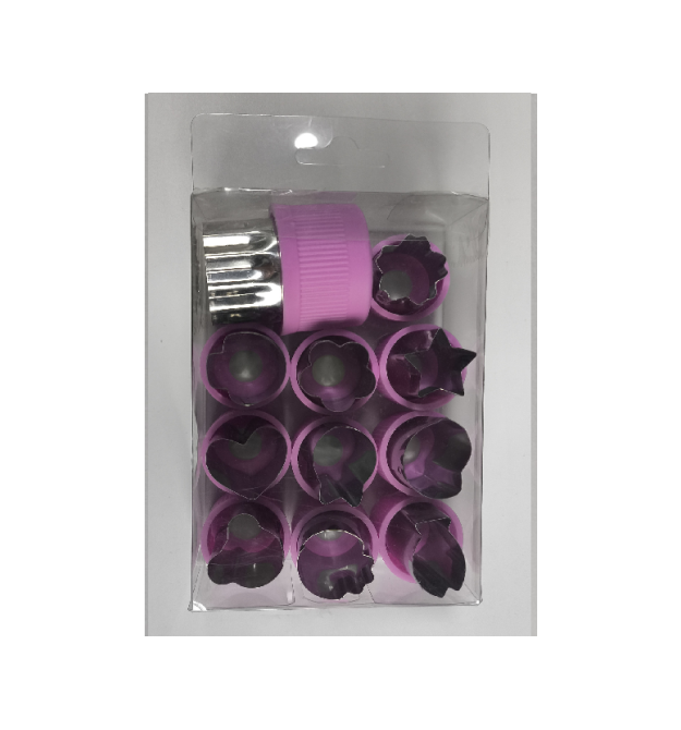 Форми для печива з нержавіючої сталі (із захисним ковпачком) 12 предметів - фігурок, фіолетовий, Blister