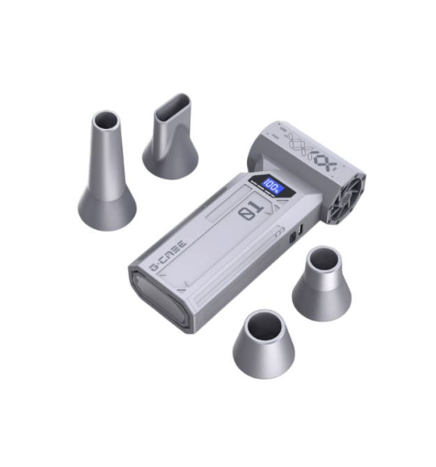 Ручний портативний турбовентилятор компресор G-SM, 120000RPM, 52m - s, 70дБ, літієва батарея 5200 мА, 11Вт, 180г, 4 насадки, 157