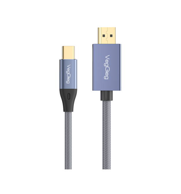 Кабель VEGGIEG V-Z637 Type-C (папа) - Display Port(папа), 8K, 2м, Black-gray