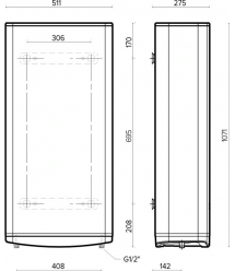 Ariston Водонагреватель электр. плоский слим VELIS TECH 80 EU, 80л, 2*1,5кВт, ун. монтаж, электр. упр-ние, B, Италия, Серый