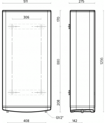 Ariston Водонагреватель электр. плоский слим VELIS TECH 100 EU, 100л, 2*1,5кВт, ун. монтаж, электр. упр-ние, B, Италия, Серый
