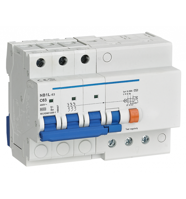 Диференціальний автомат TOB1L-63H-4P-63A (RCBO 4P С-63А, IΔn - 30 мА)