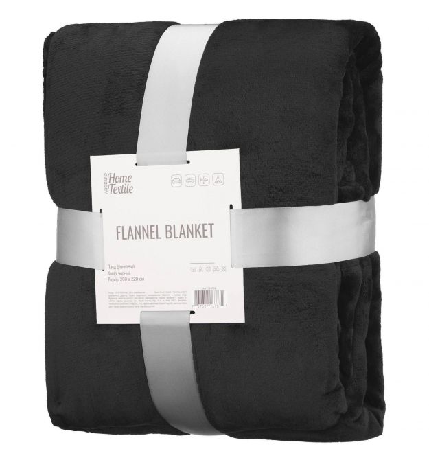 ARDESTO Плед Flannel 200х220см, 100% полиэстер, черный