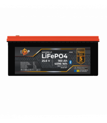 Акумулятор LP LiFePO4 25,6V - 160 Ah (4096Wh) (BMS 160A/80А) пластик Smart BT