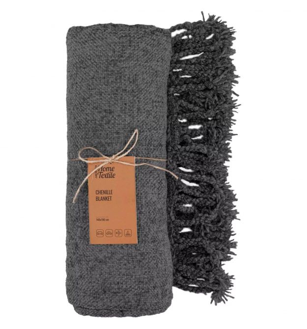ARDESTO Плед Chenille 140х190см, 100% полиэстер, серый темный