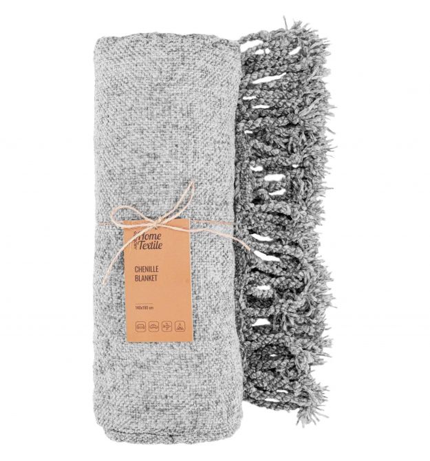 ARDESTO Плед Chenille 140х190см, 100% полиэстер, серый светлый