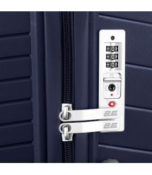 2E Чемодан пластиковый, SIGMA, большой, 4 колеса, тёмно-синий