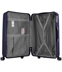 2E Чемодан пластиковый, SIGMA, большой, 4 колеса, тёмно-синий