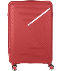 2E Чемодан пластиковый, SIGMA, большой, 4 колеса, красный