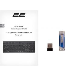 2E Клавиатура мембранная KS280 120key, WL/BT, EN/UK, silent, чёрно-серая