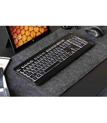 2E Клавиатура мембранная KS120 104key, USB-A, EN/UK, White LED, чёрный