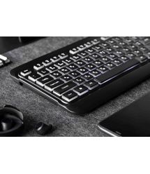 2E Клавиатура мембранная KS120 104key, USB-A, EN/UK, White LED, чёрный