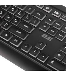 2E Клавиатура мембранная KS120 104key, USB-A, EN/UK, White LED, чёрный