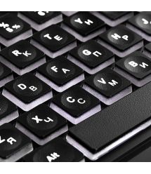2E Клавиатура мембранная KS120 104key, USB-A, EN/UK, White LED, чёрный