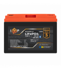 Аккумулятор LP LiFePO4 12,8V - 32 Ah (410Wh) (BMS 40А/32A) пластик Smart BT