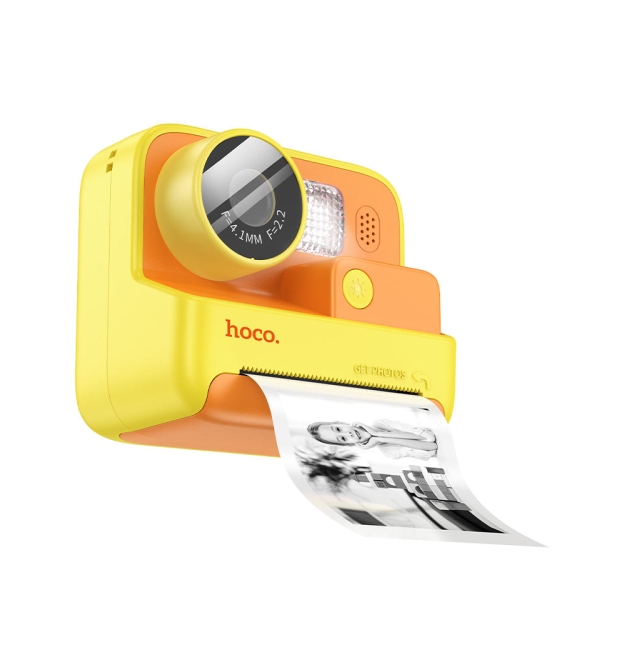 Дитячий фотоапарат HOCO DV200 з двома камерами та функцією миттєвого друку, підтримка microSD card, Orange - Yellow, Box