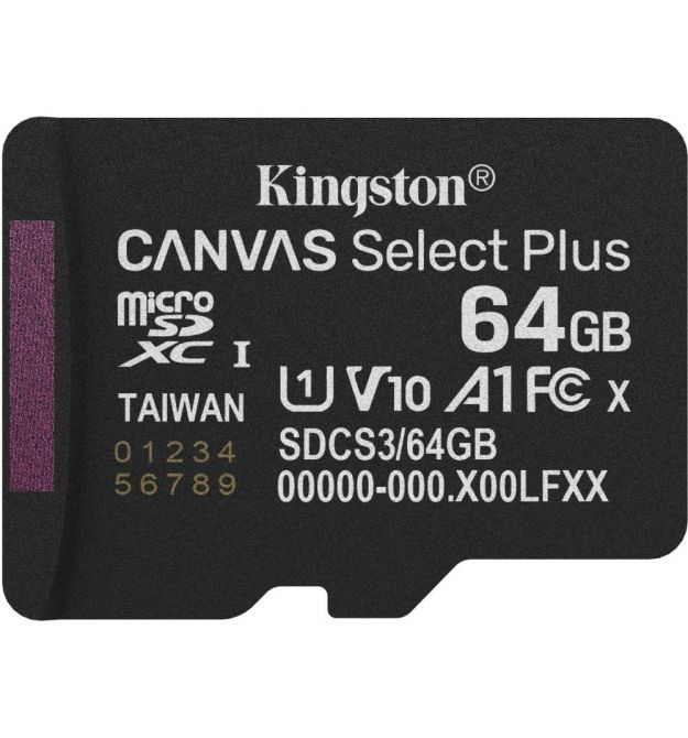 Карта памяти Kingston microSD64GB C10 UHS-I A1 V10 R100MB/s