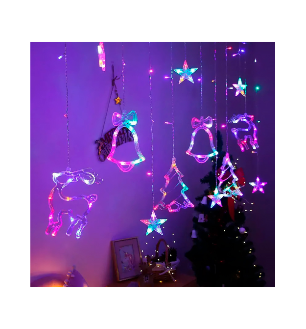 Гірлянди 12 фігур + 30LED, 1 режим, 3 * 1,5, прозора ізоляція, живлення від 220В, Mix Color, Box