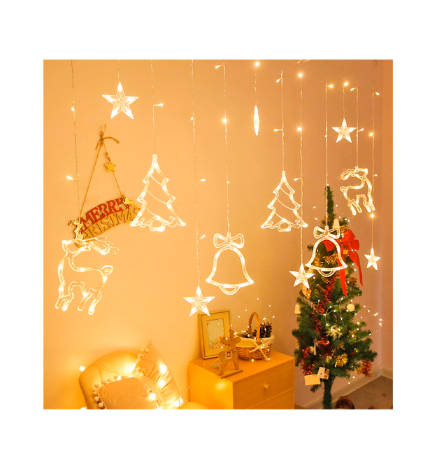 Гірлянди 12 фігур + 30LED, 1 режим, 3 * 1,5, прозора ізоляція, живлення від 220В, White Hot, Box